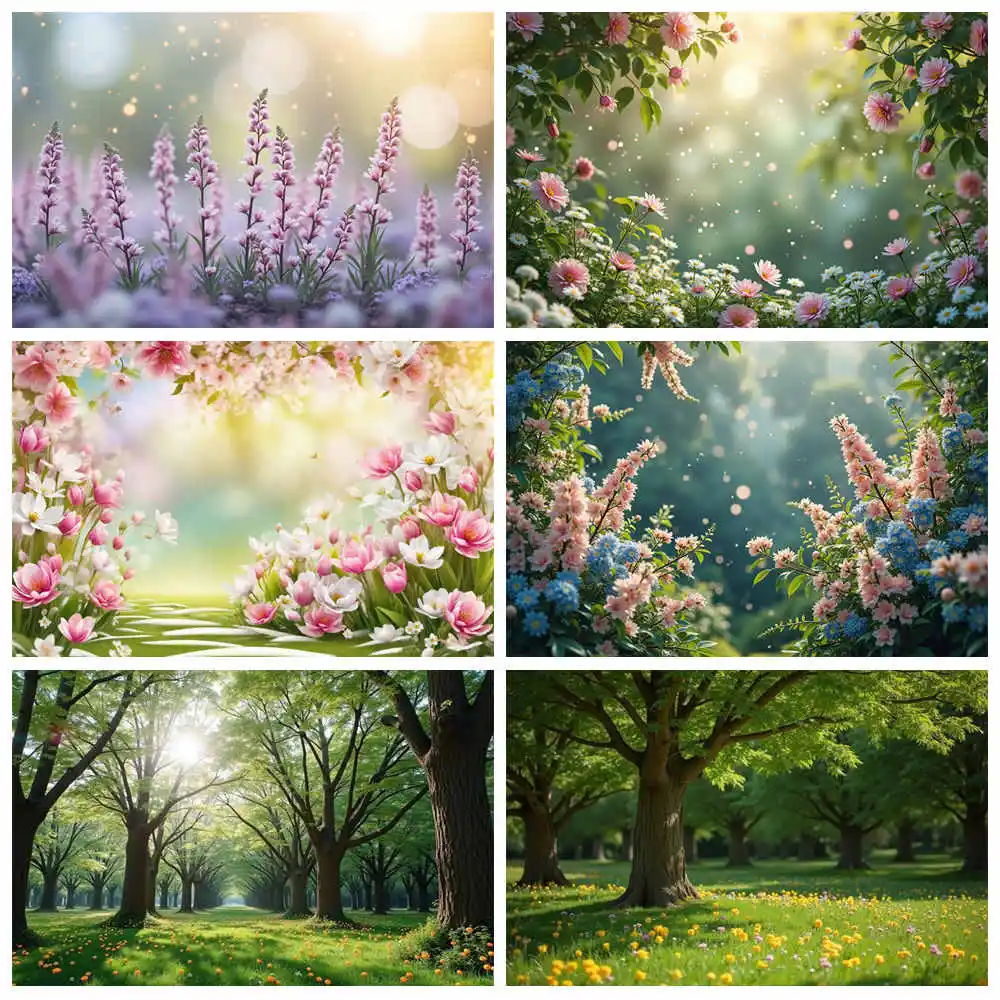 

MOON.QG Spring Flower Blossom Backdrop Garden Grass Birthday Floral Tea Party Photography Background Valentines Baby Shower