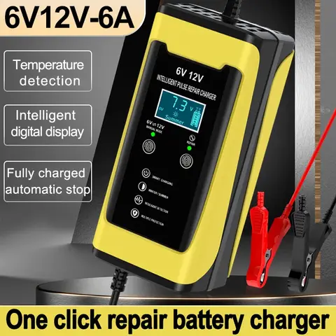 지능형 자동차 배터리 충전기 6V3A 12V6A 및 오토바이 납산 충전기 및 지능형 펄스 유지관리 장치
