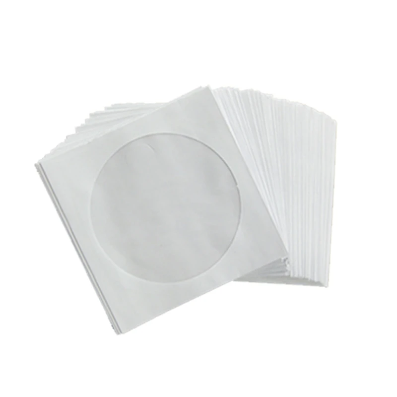 100Pcs Commonly Used Disc 100Pcs Sleeves Blu-ray Holder Thin Paper Bag