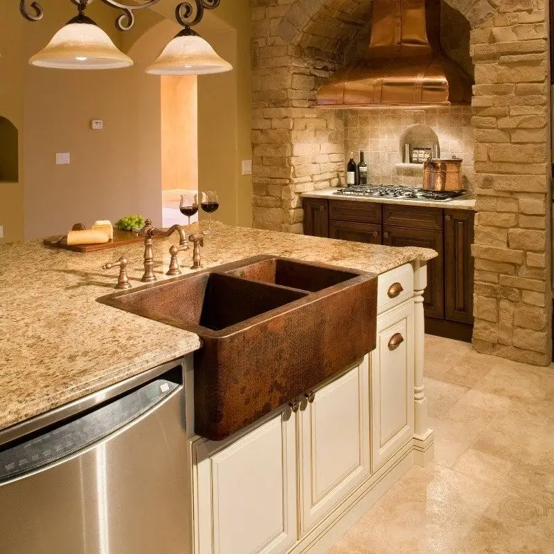 Copper Sink Double Sink Dishwashing Pool Vegetable Pool Villa Kitchen American Retro Front Vegetable Basin