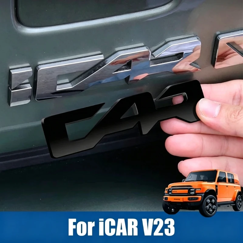 For Chery iCAR V23 iCAUR V23 2025 2026 Car Black Label Sticker Car Front Logo Frame Head Bumper Decor Sticker Cover Accessories