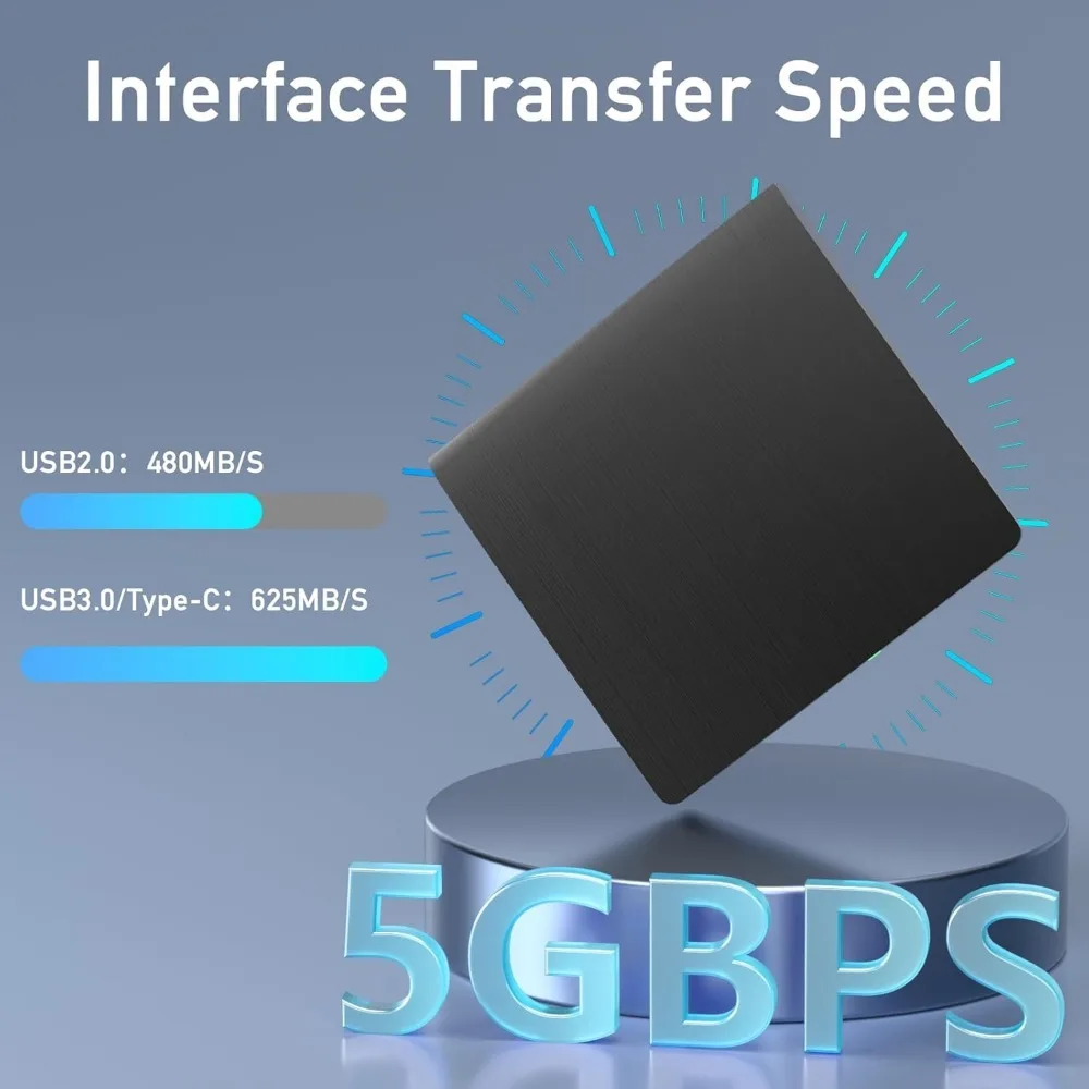 External Bluray Drive USB 3.0 and Type C Bluray DVD Burner Portable 3D CD DVD Player for Windows, Read And Write BD CD DVD Discs