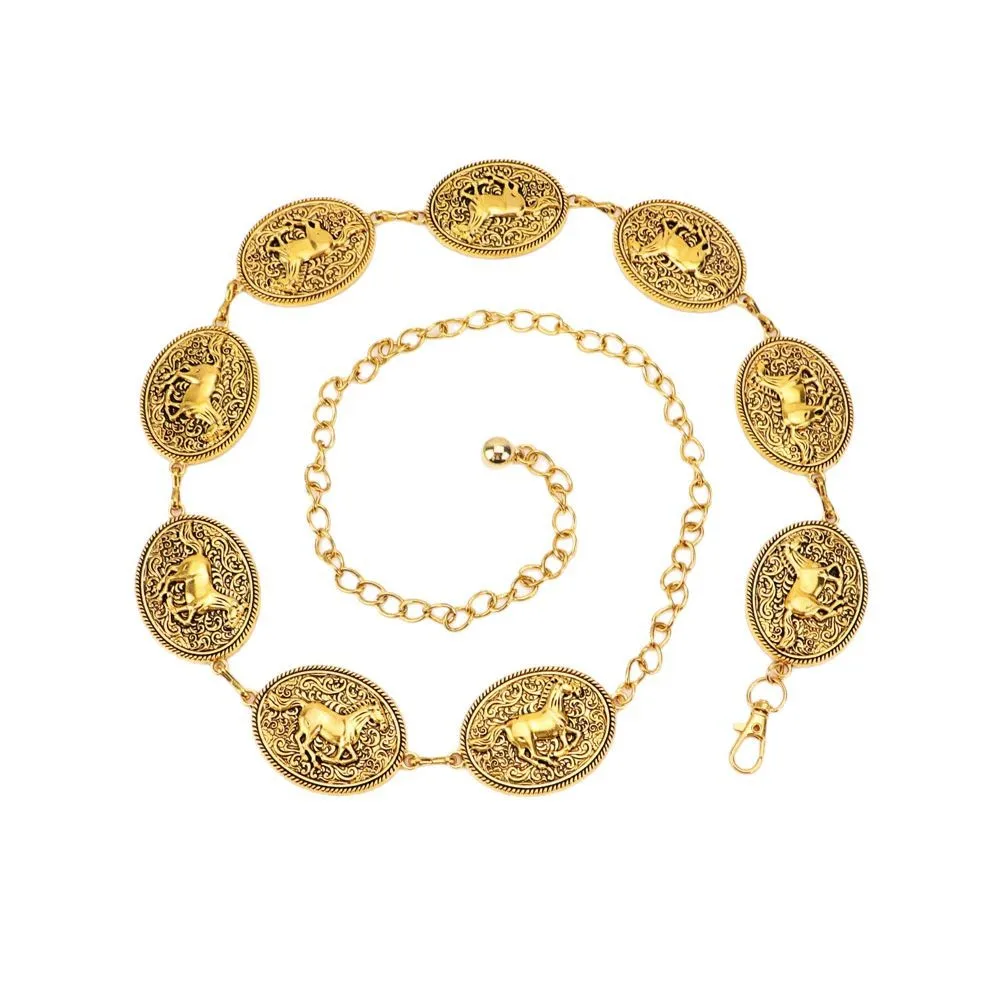 سلسلة خصر نسائية على شكل دائرة مجوفة من Steampunk للنساء، تصميم حزام معدني فني للفستان، بوهو أنيق وعصري