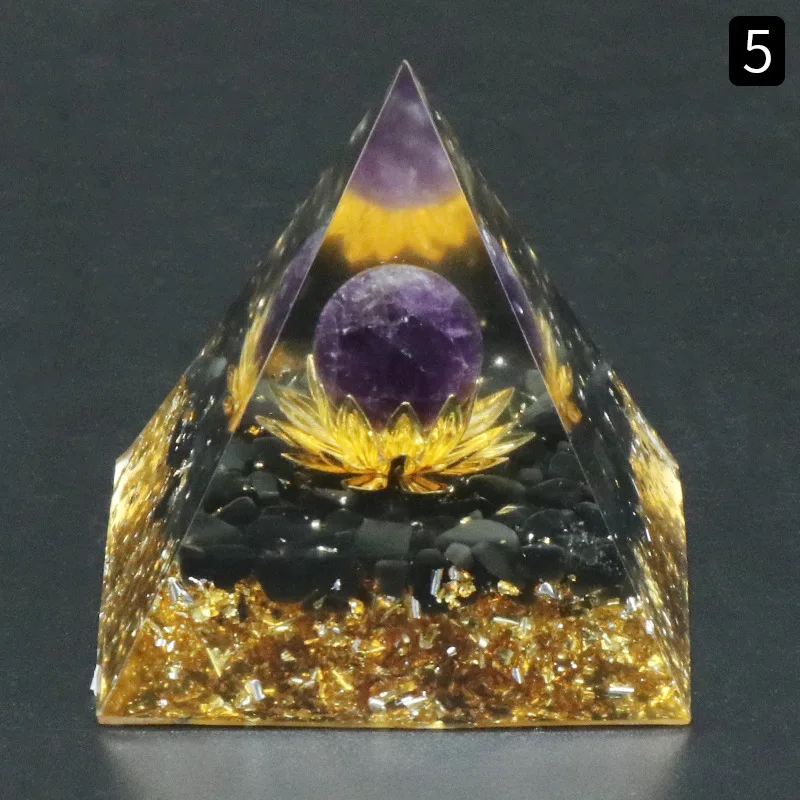 6cm Natural amethyst Stone Lotus flower Pyramid Crystal Energy Generator Healing Reiki Chakra Meditation Office Ornaments Crafts