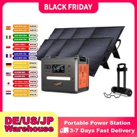 SOLARPLAY Q2402M Outdoor Generator 2400W MPPT Portable Power Station with 1/2 X 200W Folable Solar Panels Trolley For RV Camping