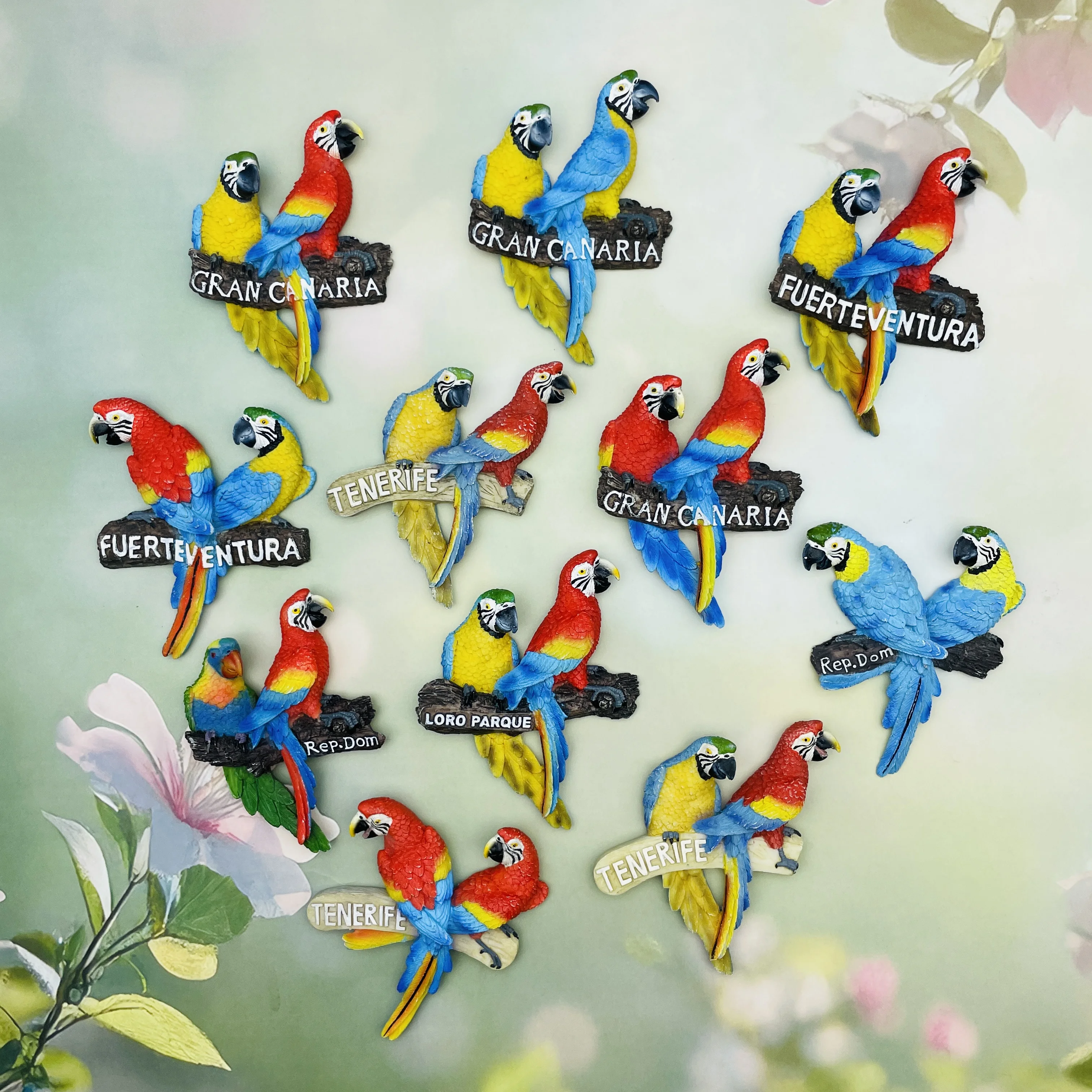 Imán de Resina 3D con Forma de Loro, Recuerdo de Viaje de las Islas Canarias, España, Adhesivo Magnético para Refrigerador, Decoración del Hogar, Regalo