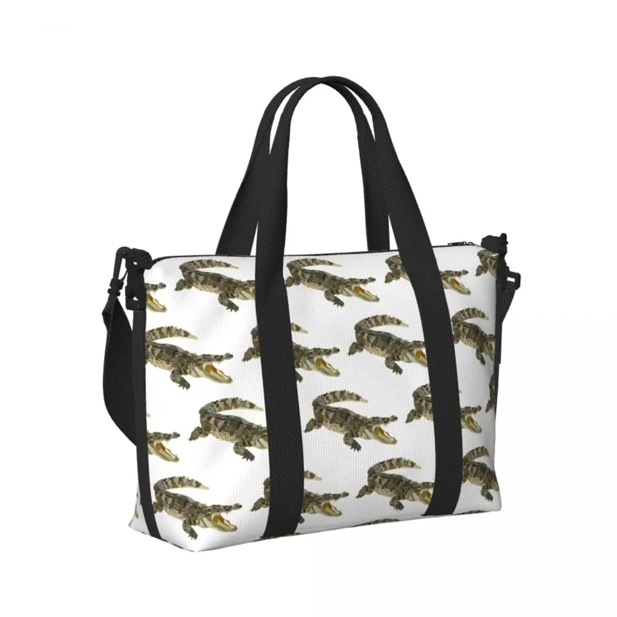 

Custom C Is For Crocodile Beach Travel Bag Large Capacity Tote Bags for Gym Sport Women Shopping Duffle Shoulder Bag