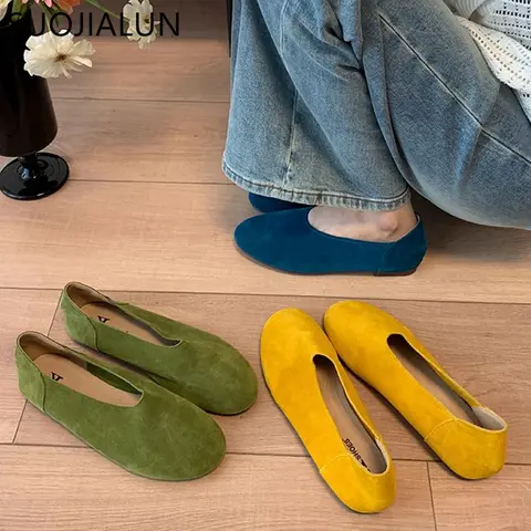 SUOJIALUN 2025 Spring New Women Flat Shoes Fashion Round Toe Slip On Ladies Casual Laofer Shoes Soft Flat Heel Outdoor Boat Shoe