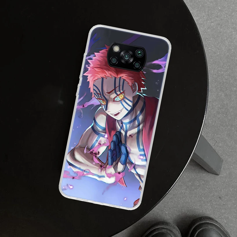 Akaza Kimetsu No Yaiba Anime Phone Case Cover For Xiaomi Poco X6 X5 X4 X3 Nfc F6 Pro F5 F4 Gt F3 F2 F1 M5S M5 M4 M3 M2 Art Coque