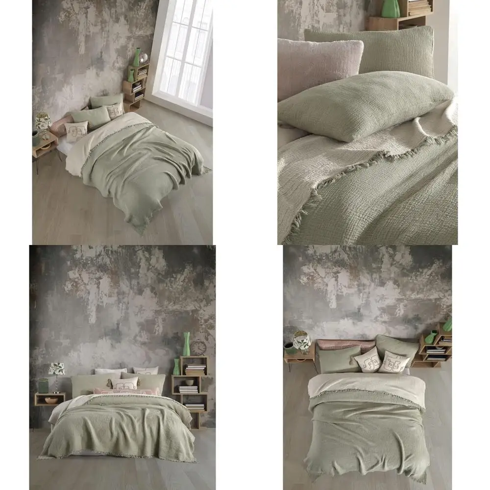 

Breathable Organic Cotton Dual-Color 4-Layer Muslin Throws and Pillowcases, Ultra Soft, Lightweight, Pre-Washed for Comfort