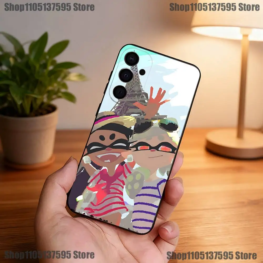 Funda de teléfono Game Splatoon para Samsung S25,S24,S21,S22,S23,S30,Ultra,S20,Plus,Fe,Lite,5G, funda negra