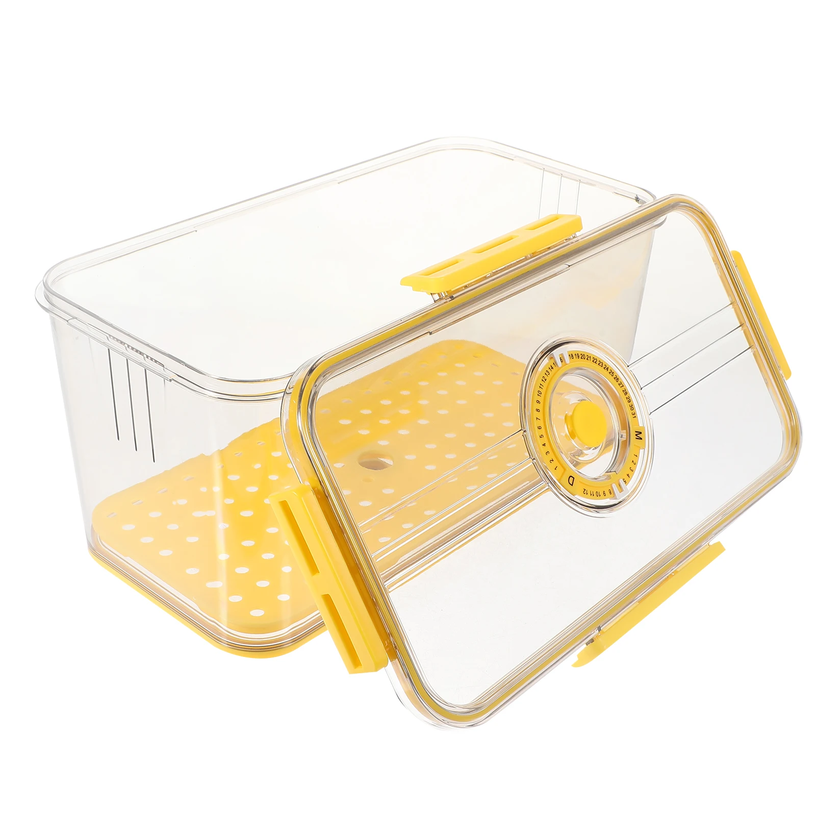 

Airtight Bread Storage Box 7005 Grey Large Crisper Container Kitchen Fridge Food Holder Timing Seal Easy Clean Fruit Vegetable