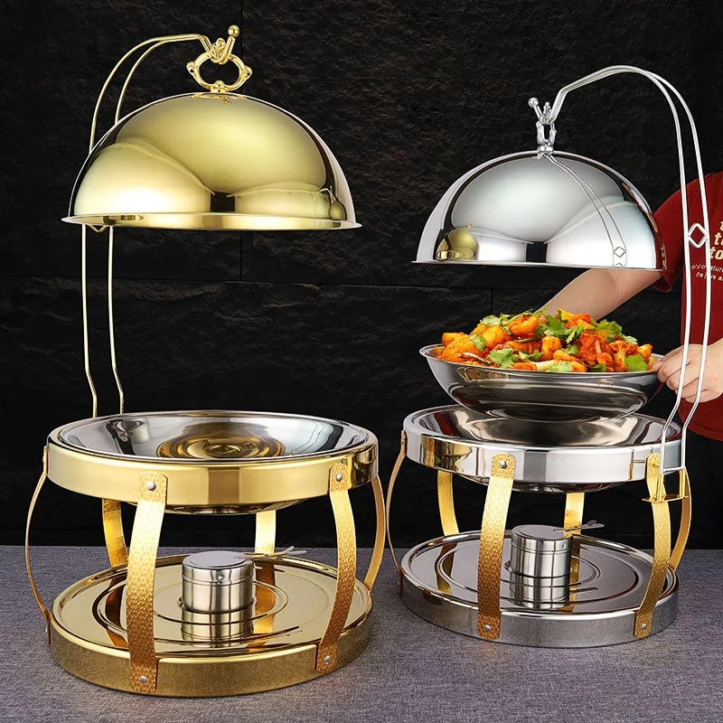 

Catering Equipment Chaffing Dish Round Gold 8l Stainless Steel Chafer Dish Buffet Set For Wedding Party