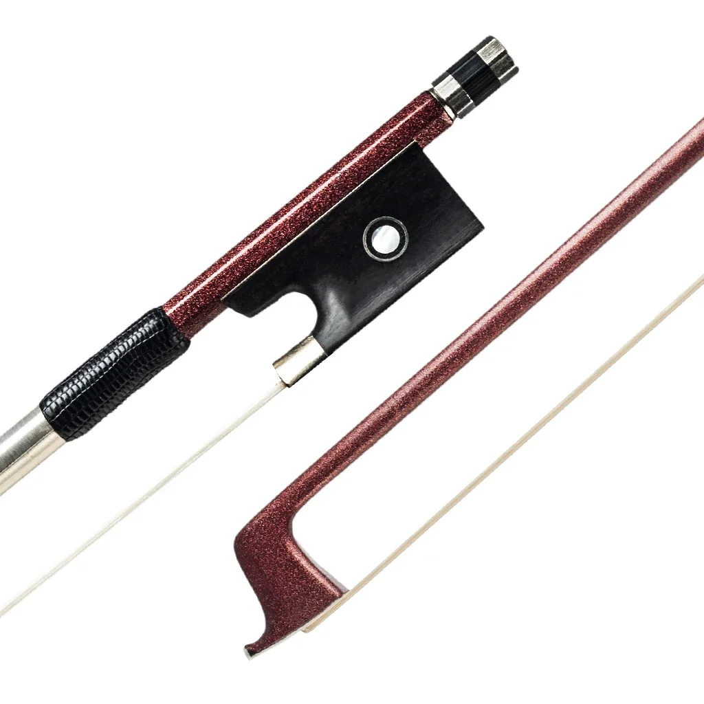 4/4 Violin Bow Carbon Fiber Violin Bow Acoustic Violin Electric Fiddle Bow Ebony Frog W/Paris Eye Inlay Brown Color Well Balance