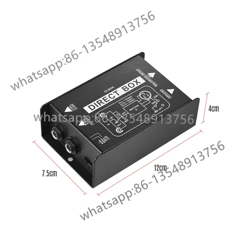 Passive DI Box for Guitar Bass Impedance Transformer Audio Isolator Signal Converter Effect Device