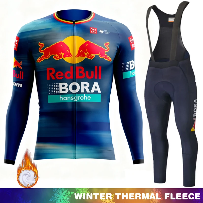 

Red Bull Men's Cycling Set Winter Jersey Thermal Fleece Cycle Bib Clothing Man Clothes Road Bike 2026 Outfit Bicycle Bikes Retro