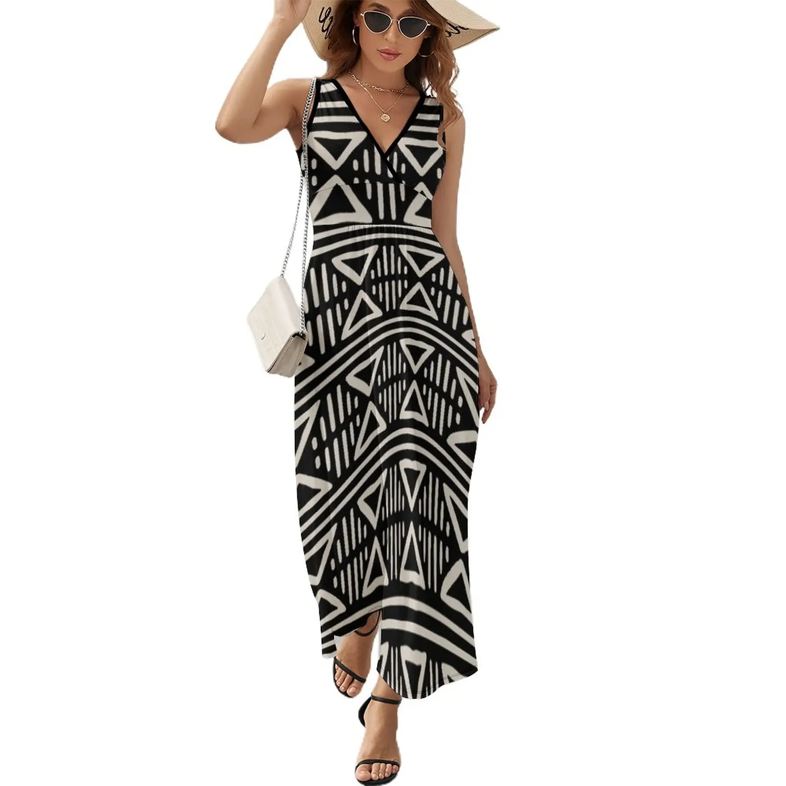 

Mudcloth Pattern 338 Sleeveless Dress summer dress woman 2023 trendy dresses with long sleeves