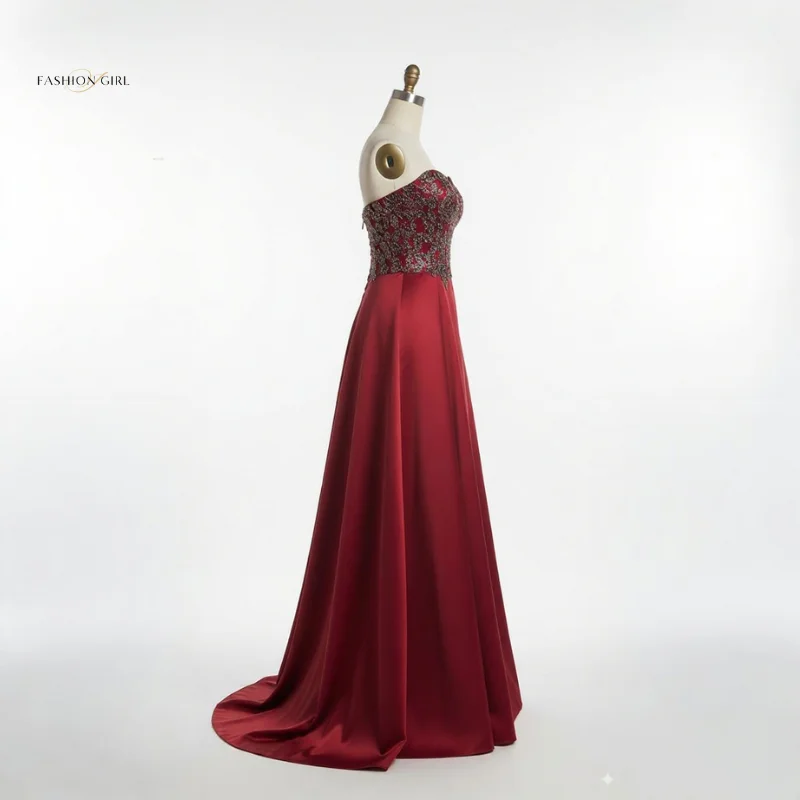 Wine Red Cocktail Dress Exquisite Decal Embroidery Heart-Shaped Collar Wedding Guest Dress Elegant A-Line Skirt Evening Dress