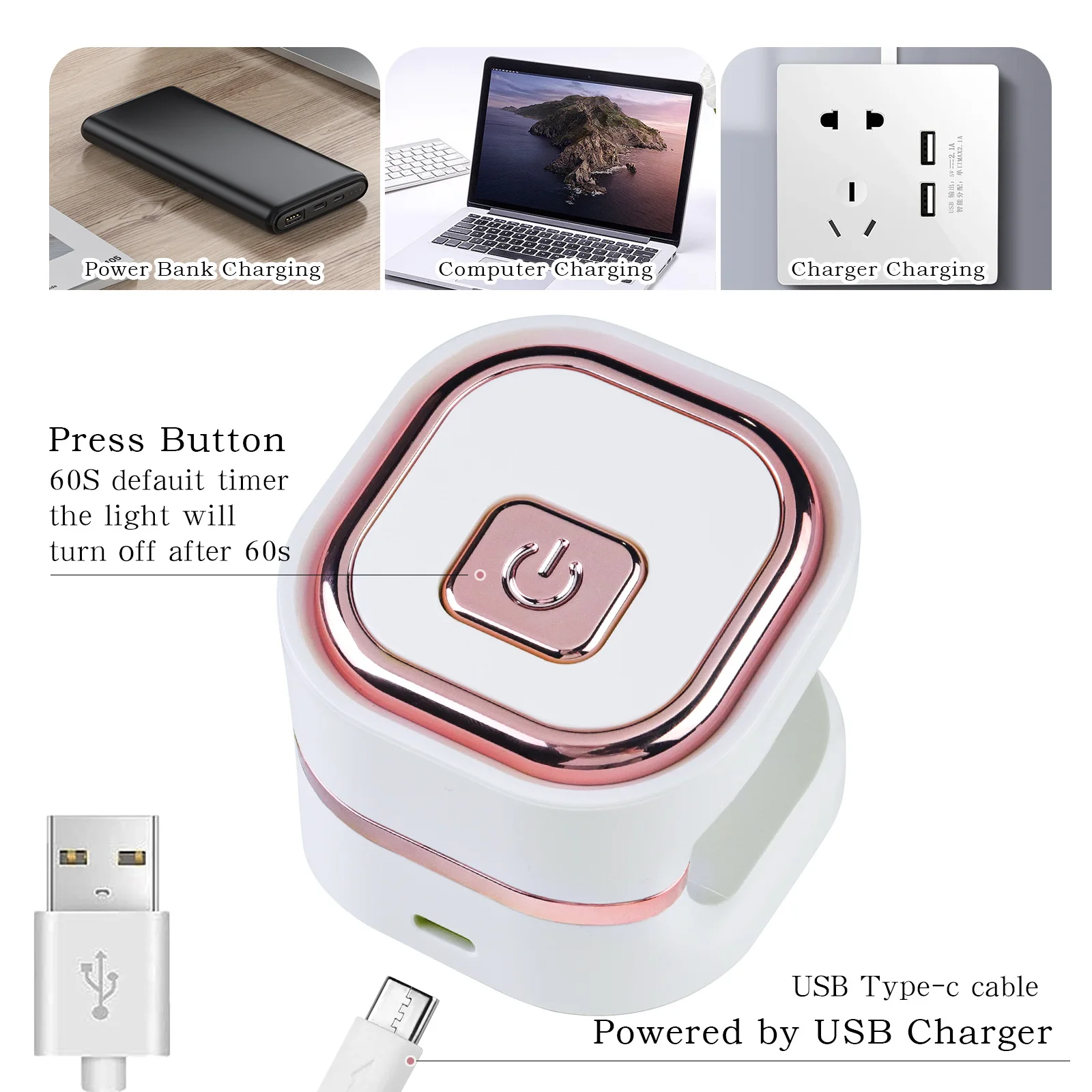 6W Rose Gold Mini Nageldroger Draagbare UV LED-lamp voor nagels USB UV-licht voor gelnagels Nageldrogen Gellamp Manicure Gereedschap