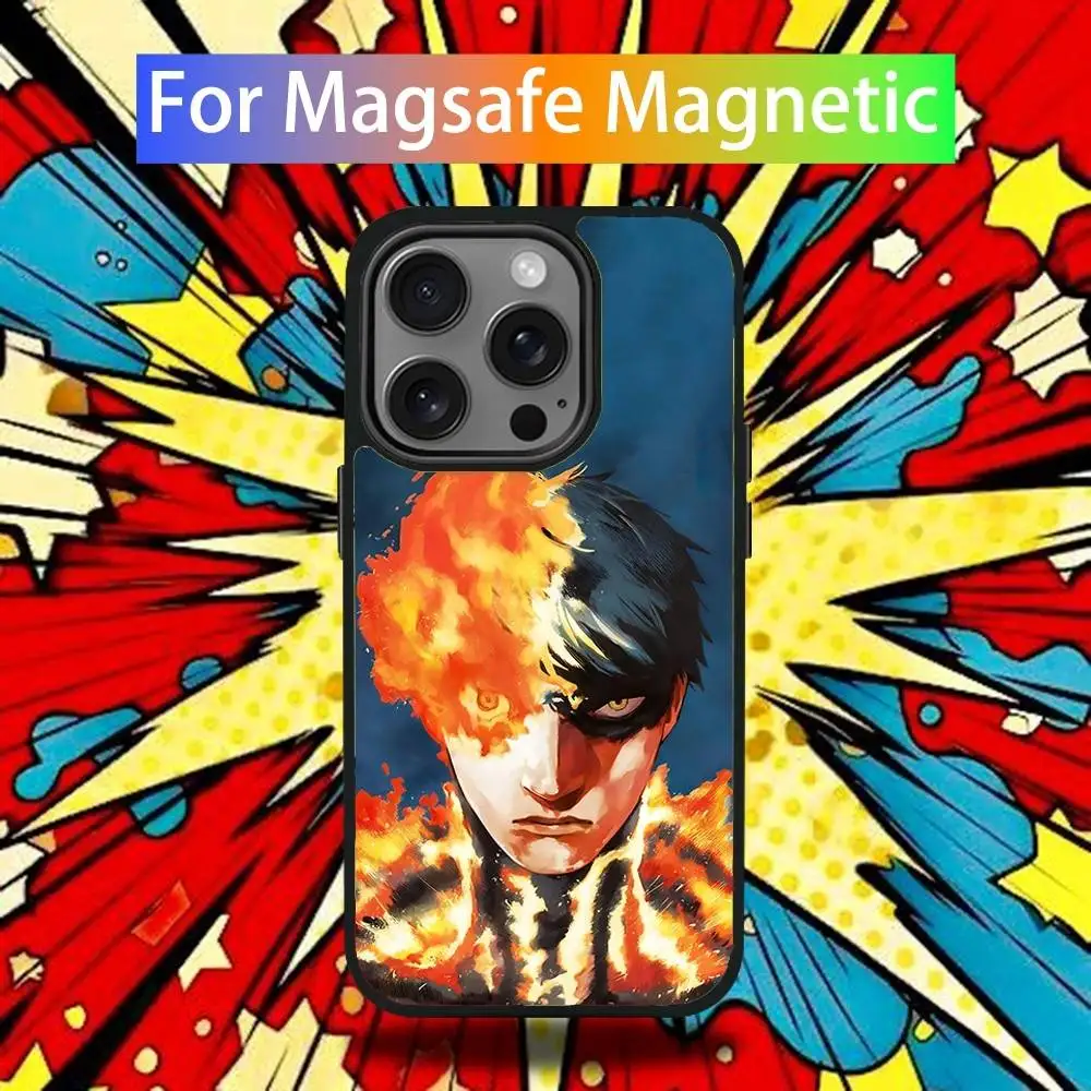 Capa de telefone anime fire p-punch para iphone 17,16,15,14,13,12,11, pro, max, plus, mini, se4, e carregamento magnético sem fio magsafe