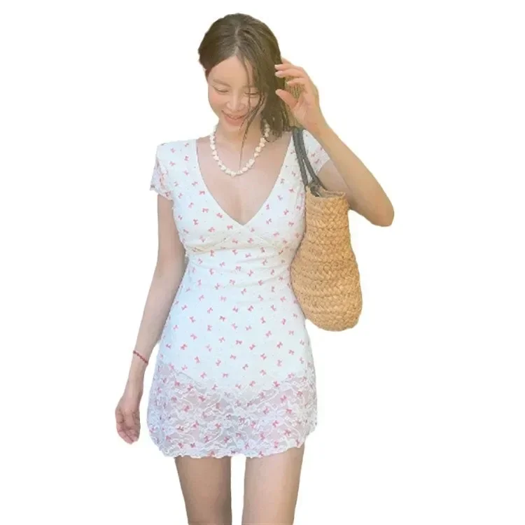 Traje de baño adelgazante de estilo coreano con estampado Floral y manga de burbuja, traje de baño de una pieza para mujer, sensación de alta gama, traje de baño adelgazante que cubre carne