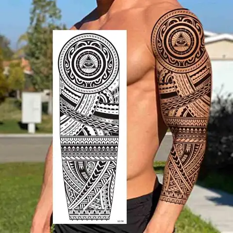 Wolf Lion Tiger Maori Temporary Tattoos For Men Women Adults,Full Sleeve Arm Flower Rose Skull Tattoo Stickers,fake tattoo