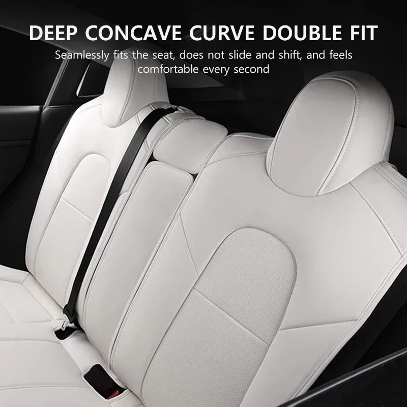 Nappa Leather Car Seat Covers for Tesla Model Y Model 3 Highland Customized Car Seat Cover White Black Breathable and Waterproof
