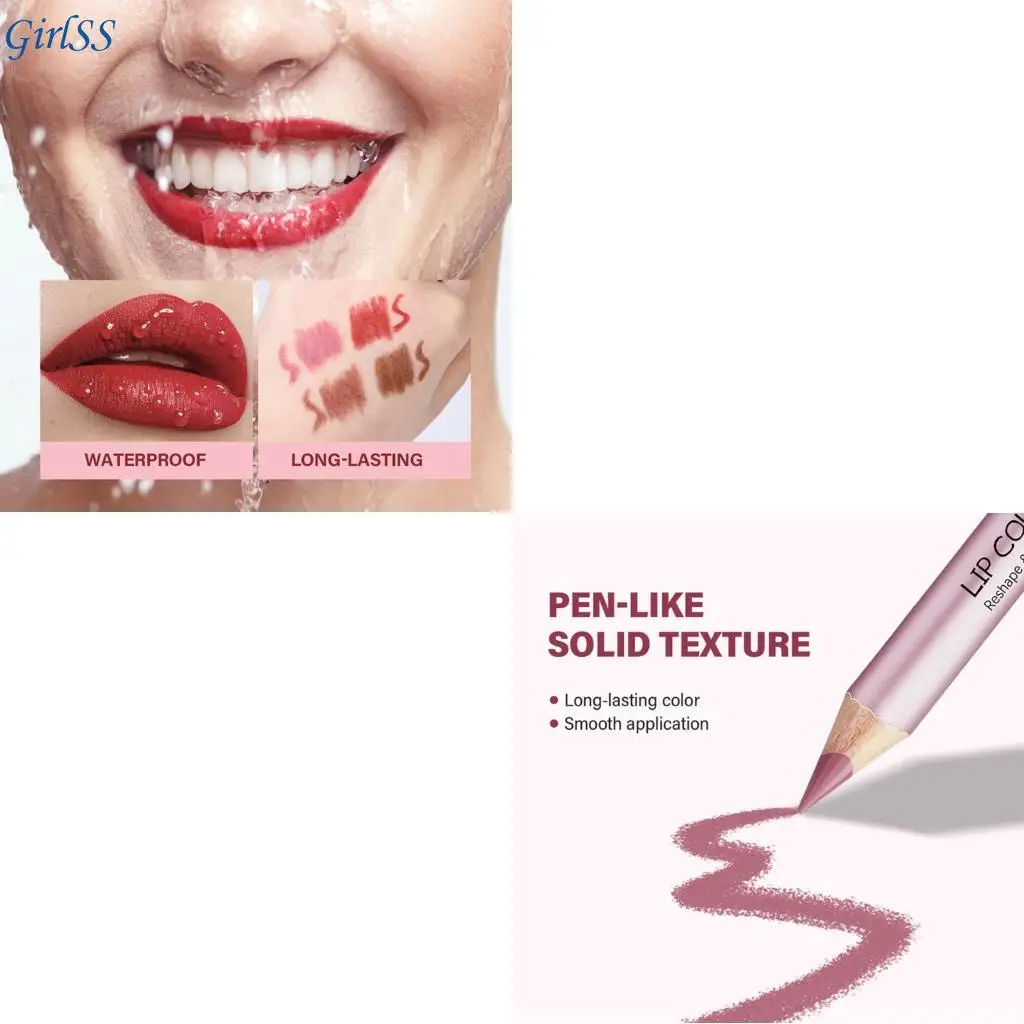4 قطع قلم تحديد الشفاه مجموعة معاجين تحديد الشفاه سهلة التلوين مقاوم للماء أحمر الشفاه لوازم ماكياج للنساء فتاة T4MB