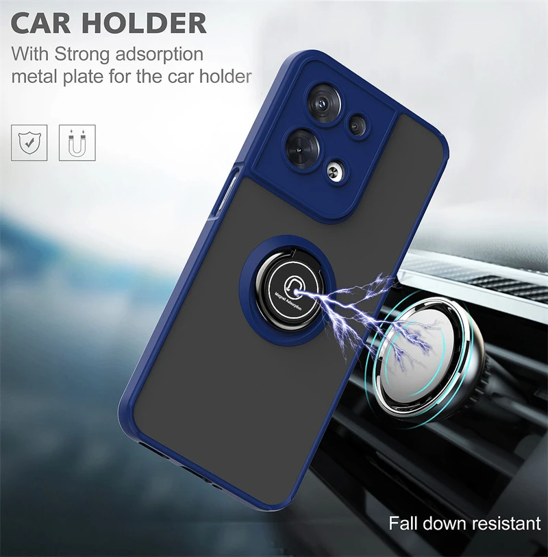 For OPPO Reno 8 Pro Plus Case Matte Hard PC Magnetic Stand Ring Phone Case For OPPO Reno8 Reno 8Pro Shockproof Armor Back Cover