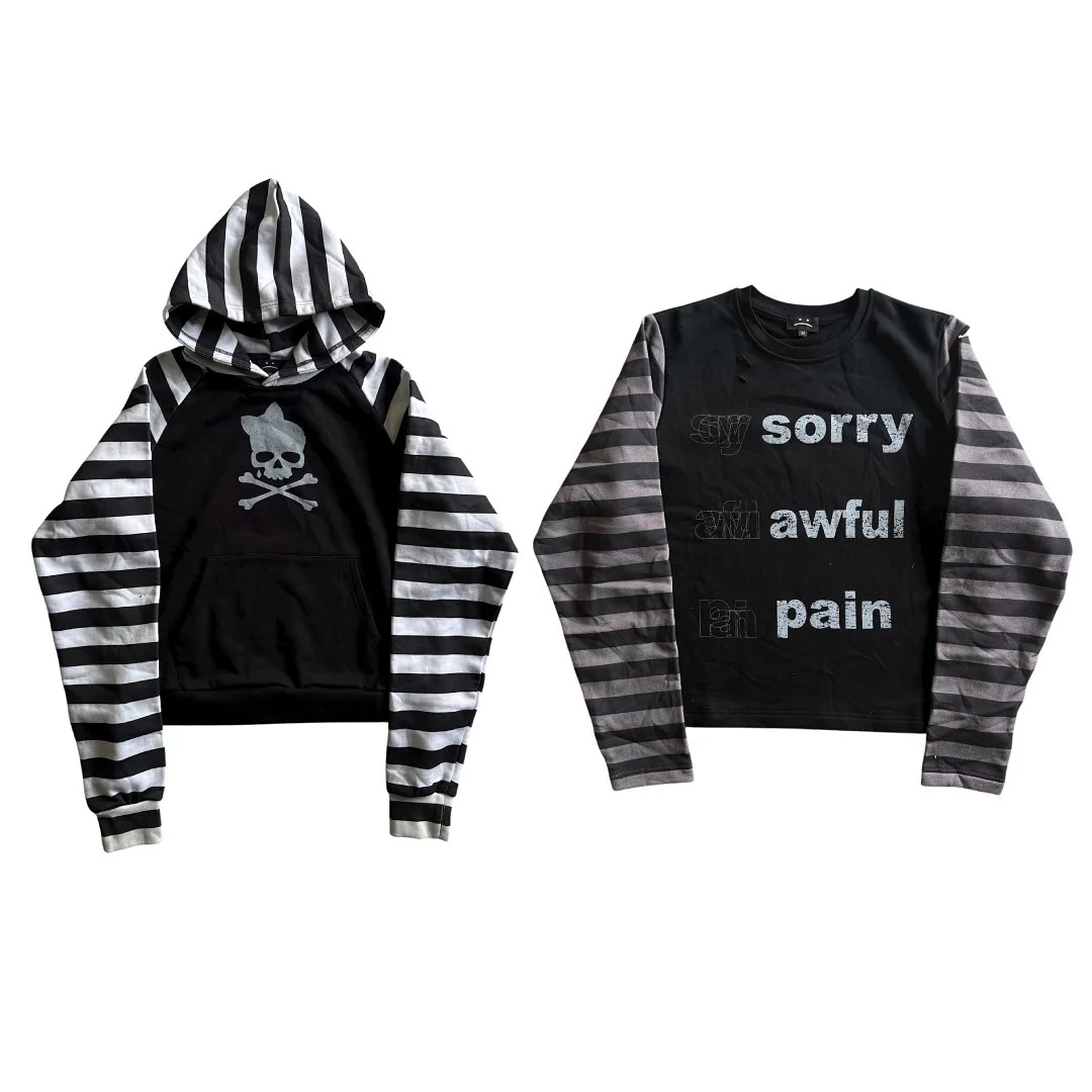 Autumn and Winter Personalized Double Hat Design Fashion Trend Hoodie Zipper cardigan Casual Coat Y2K