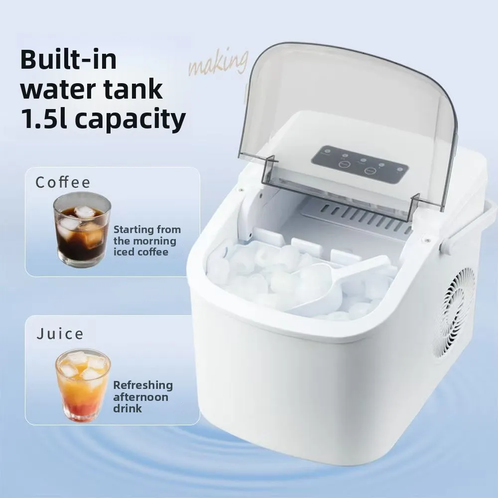 Household Ice Maker Small Mini Portable Intelligent Ice Cube Maker Dormitory Student Ice Production Capacity 12kg/24H