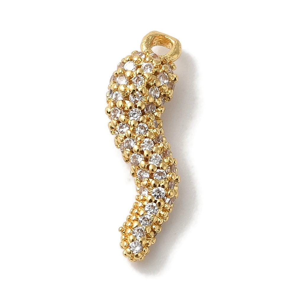 

10Pcs Horn of Plenty Pendant Brass Micro Pave Cubic Zirconia Italian Horn Cornicello Charms for DIY Necklace Jewelry Making