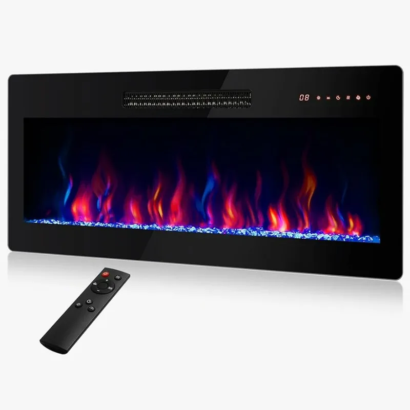 DELLA 36" 1400 W Electric Fireplace Heater, Recessed & Wall Mounted Electric Fireplace, Heater with Adjustable LED Flame Color