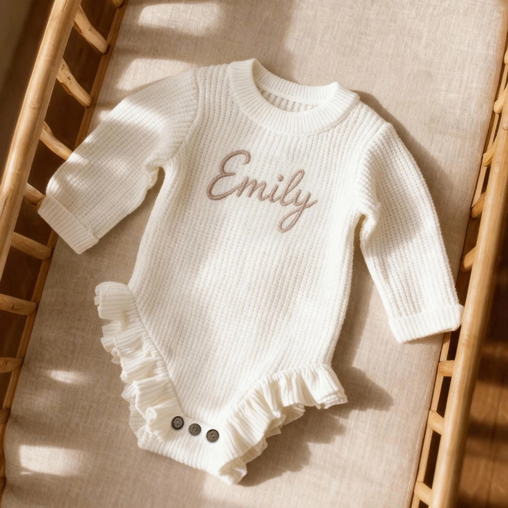 newborn-photography-outfit-personalized-baby-girl-knit-romper-with-ruffle-skirt-custom-name-embroidery-bow-headband-photo-prop