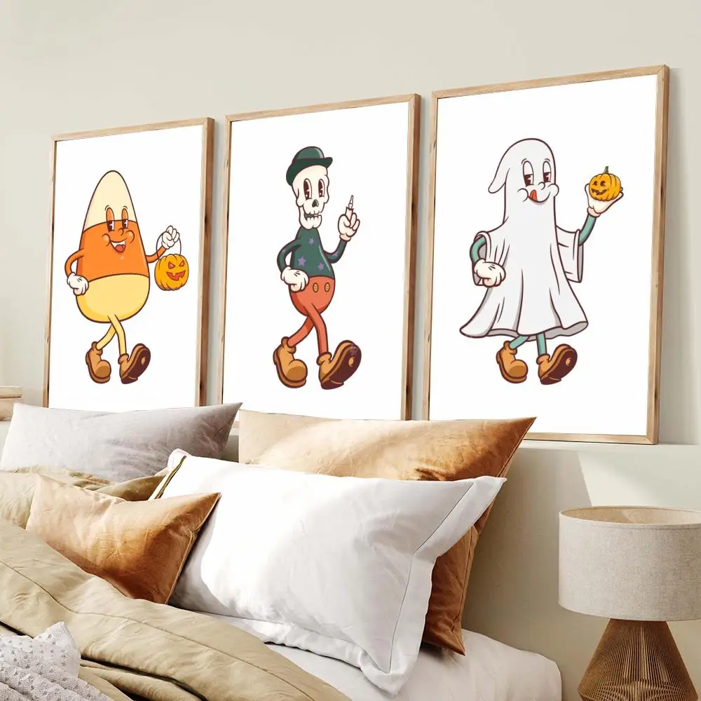 Cute Halloween characters Poster PP Wall Art Prints Poster for Dorm Room Apartment Home Office Room Decor Gift Waterproof