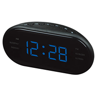 220V EU Plug AM FM Dual Frequency Radio Alarm Clock Digital LED Clock Luminous Snooze Electronic Table Clock - Home Essentials