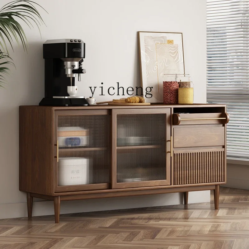 Wabi-sandy Wind Solid Wood Cabinet Frame Dining Side Simple Locker Against The Wall Entrance Restaurant Tea Cabinet