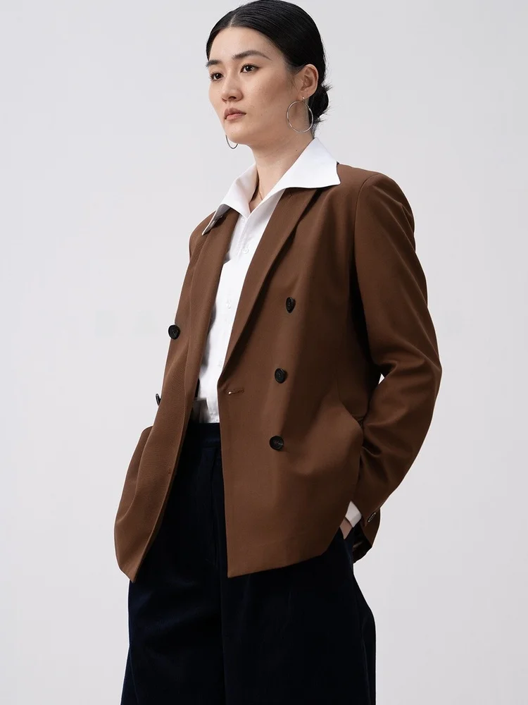 

Women's Commute Woolen Suit Two-Button Notch Collar Color Woven Ironing Resistant Stand Fit Daily Wear Long Sve Coat