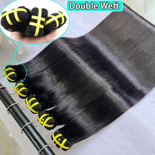 Imagen 2 del producto Extensiones de Cabello Humano Virgen 100% Natural, Liso, sin Procesar, de Vietnam, con Doble Trama, de 10 a 36 Pulgadas # Negro Natural 1B