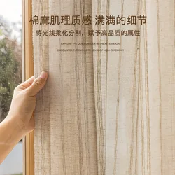 (88) Customized New Japanese Cotton and Linen Curtains for Living Room with Homestay Style Cotton and Linen Curtains