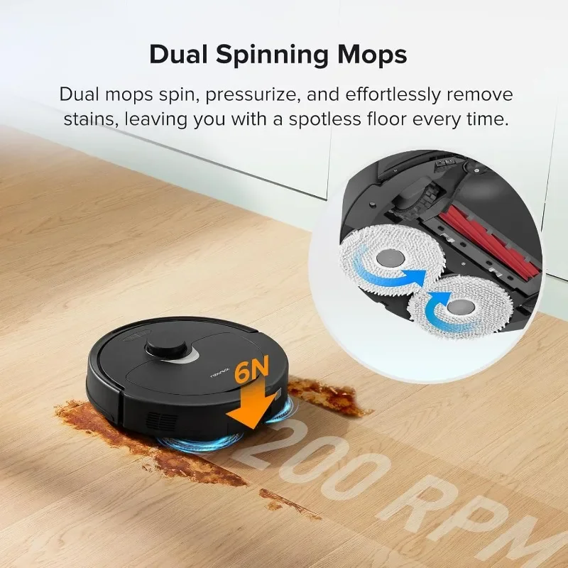 roborock Q Revo Robot Vacuum and Mop, Auto-Drying, Auto Mop Washing, Dual Spinning Mops, Auto Mop Lifting, Self-Refilling