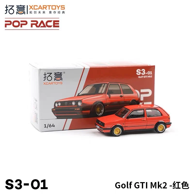 XCARTOYS POPRACE 1:64 S3-01 Golf Crock Golf GTI Mk2 Red alloy die-cast car model, boys collection model decoration.