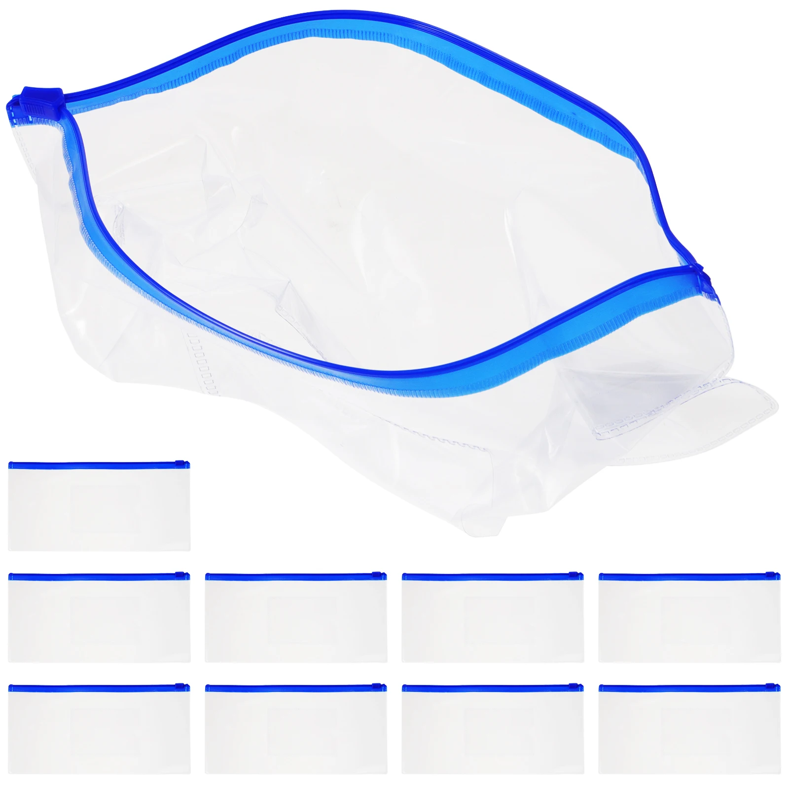 

10pcs File Bag Storage Bags Clear Zipper Pouch Transparent Pen Case Bulk School Stationery Organizer PVC Bag Students