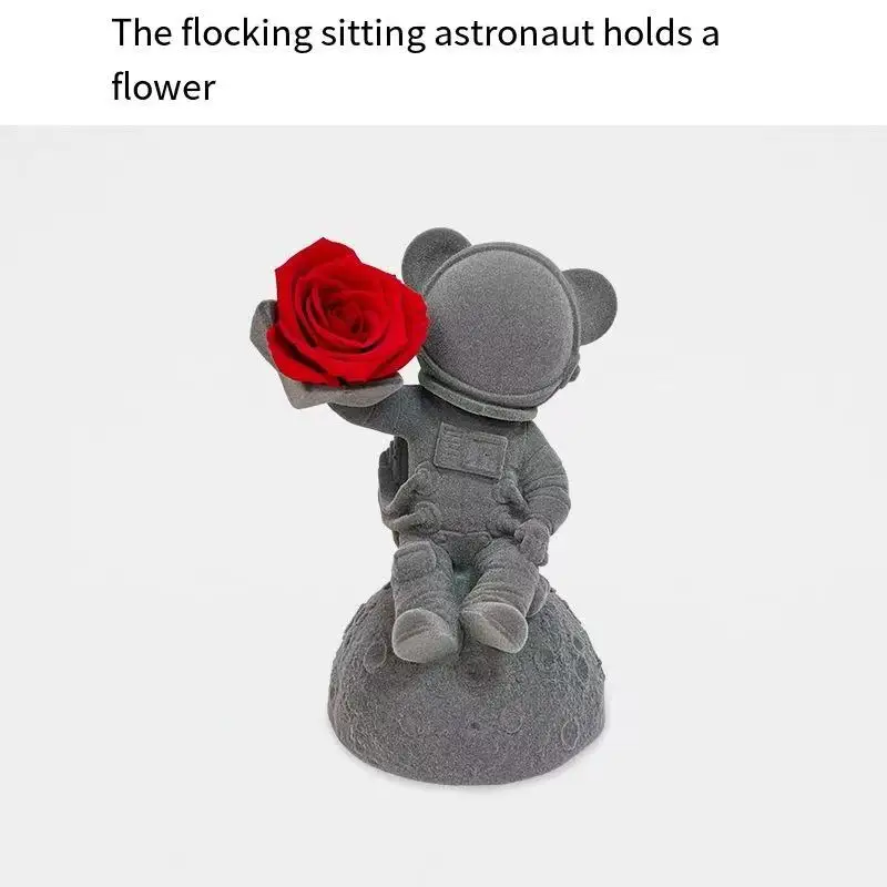 

Eternal flower flocking sitting posture astronaut holding flowers Qixi Valentine's Day Christmas gifts for men and women