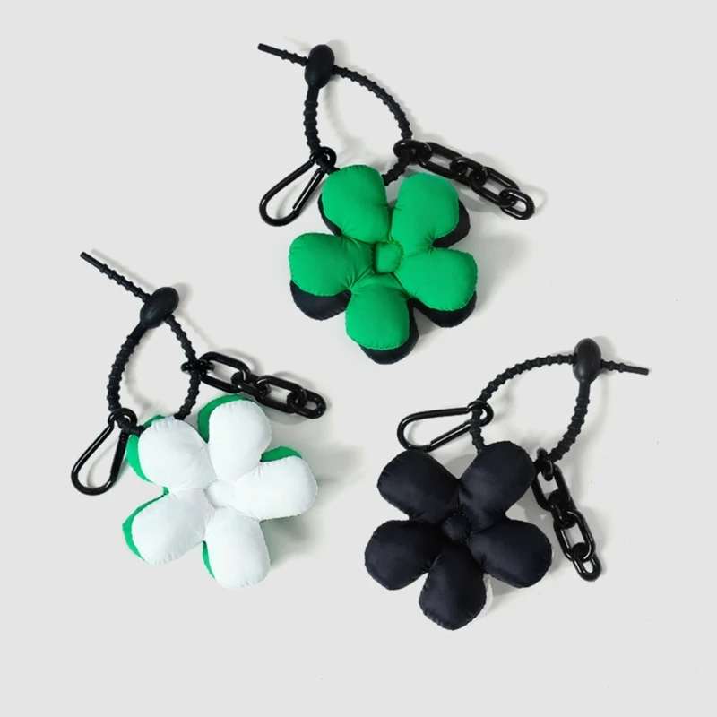 Korean Style Cute Sunflower Keychain Stuffed Toy Double Side Colors Fabric Flower Pendant Lanyard Keyring for Car Keys Accessory