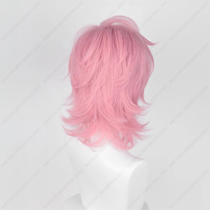 Anime Ayato Yuri Cosplay Pruik 36Cm Roze Korte Pruiken Hittebestendig Synthetisch Haar