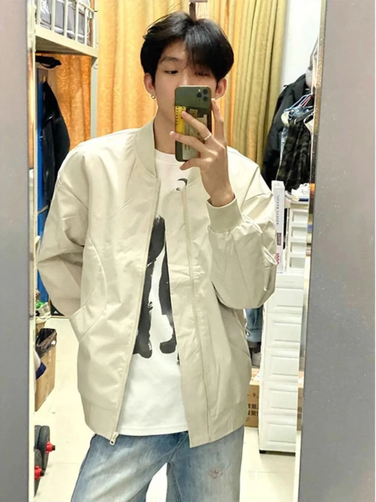 

Мужская куртка-бомбер цвета хаки MA Pilot, весна-осень, высококачественная, стильная, с защитой от сминания, из полиэфирного волокна, на молнии