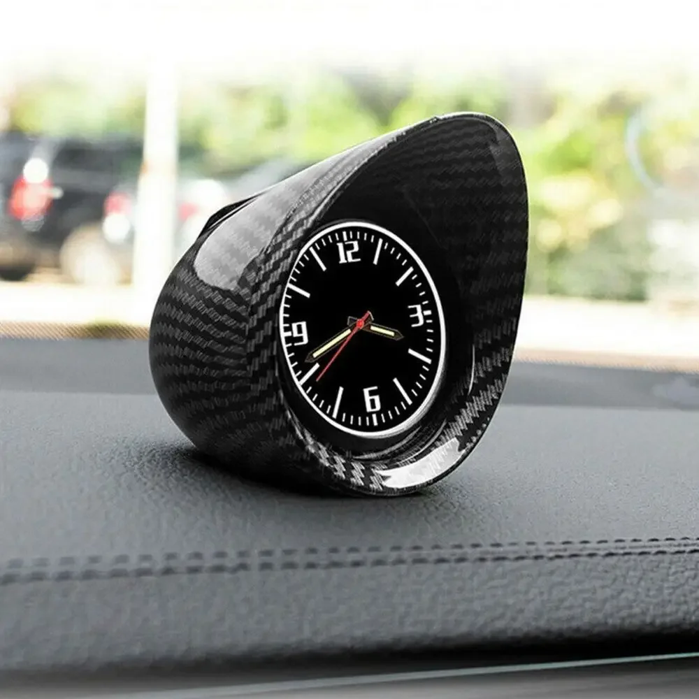 Podofo Car Interior Dashboard Ornament Clock SUV Carbon Fiber Luminous Electronic Quartz Watch Car Decor Accessories