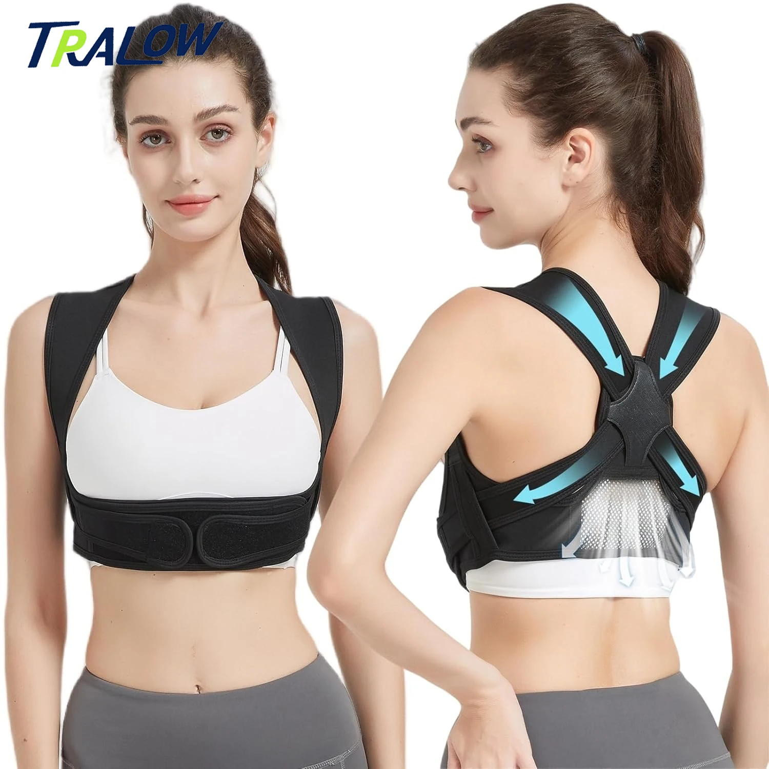 

TRALOW Posture Corrector for Women and Men:Adjustable Upper Back Brace Support-Shoulder Straightener Office Home Posture Trainer
