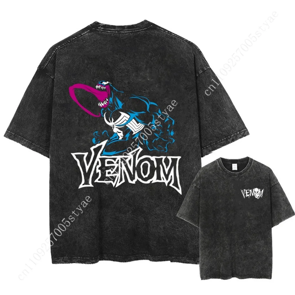 

Marvel Venom Printed T-shirt Fashion Casual Neutral Short Sleeve Washed Retro Loose T-shirt